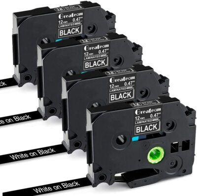 4PK TZ335 TZe335 Compatible Brother P-Touch Label Maker Tape 12mm White on Black