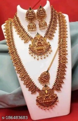 South Indian Bollywood Bridal Choker Necklace Wedding Gold Plated Jewelry Set