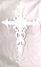 Wooden Cross Wall Hanging Large Distressed Hook Set White 19”x10”