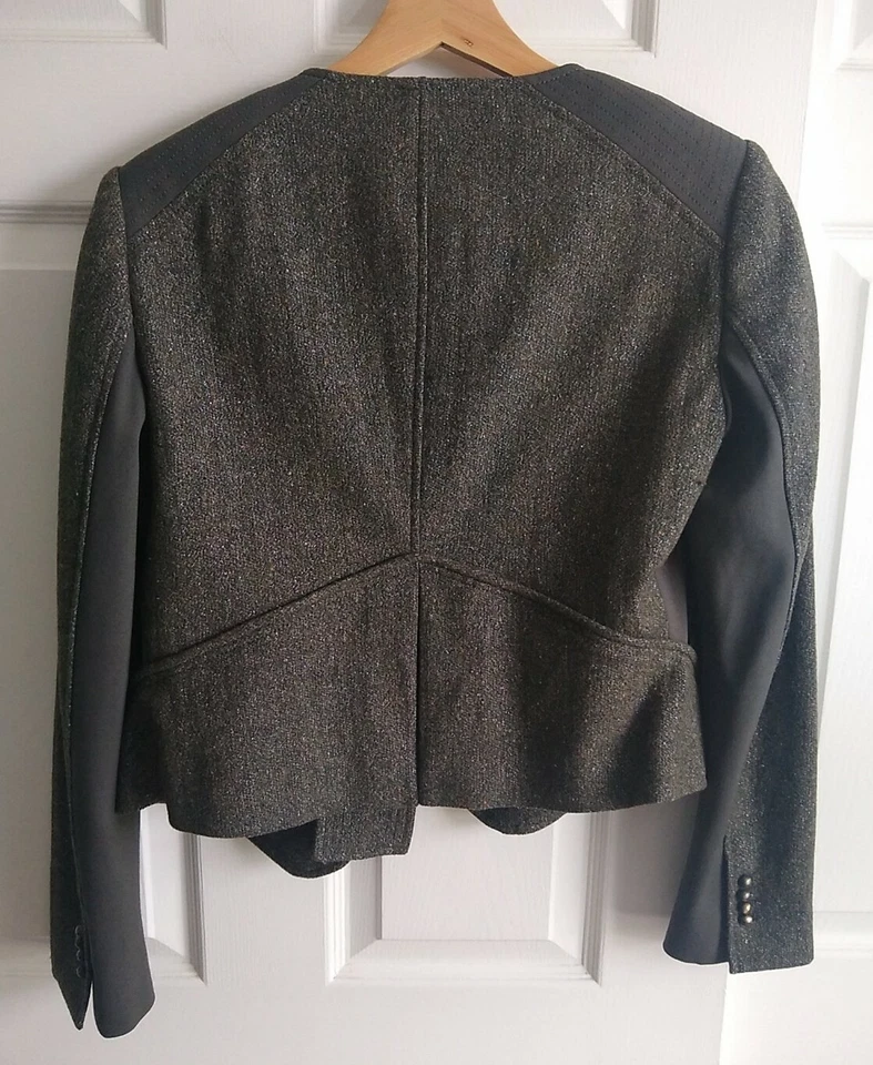 Blazer Rachel Roy Signature Militar Lana Verde Oliva Tweed Talla 4 Foto 2 de 4