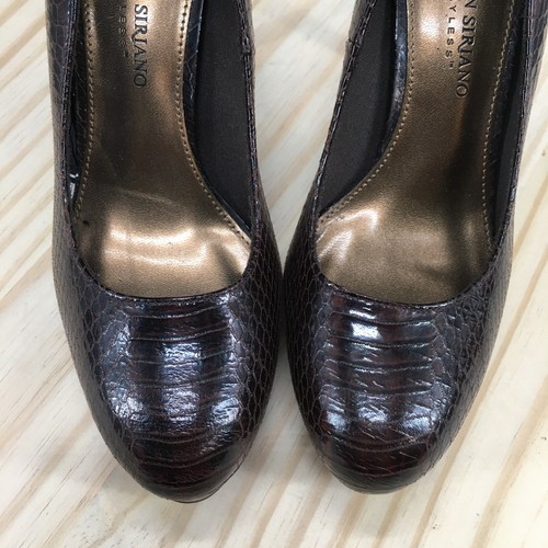 Christian Siriano For Payless Pump Heels Womens 6.5 Brown Snake Embossed Casual - Picture 3 of 16