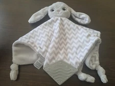Booginhead Baby Bunny Lovey Gray White Chevron Teether Security Blanket Nunu