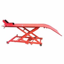 Pont-table elevateur-elevatrice moto universel acier rouge plateau 180x60 cm hau