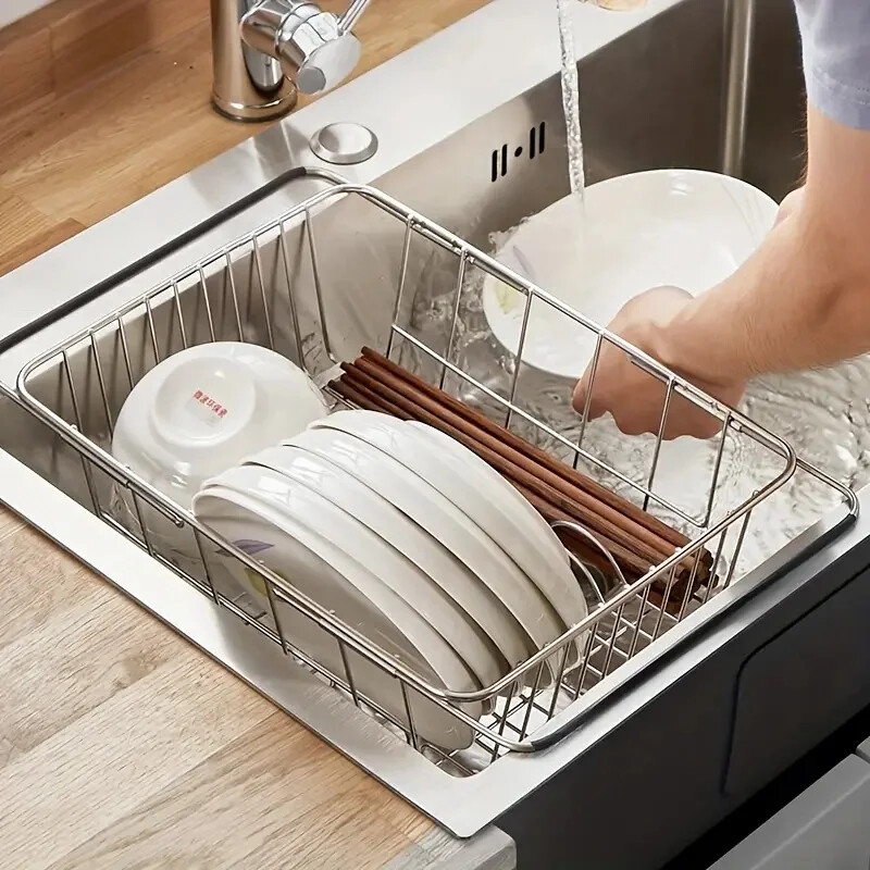Sink Blanco Dish Drying Rack 1pc Telescopic Stainless Steel