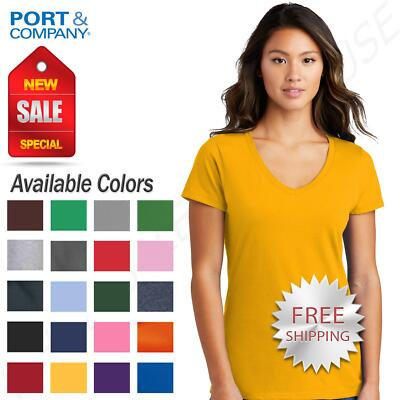 #ad Port amp; Company Women#x27;s Short Sleeve V Neck Fan Favorite T Shirt LPC450V $11.59