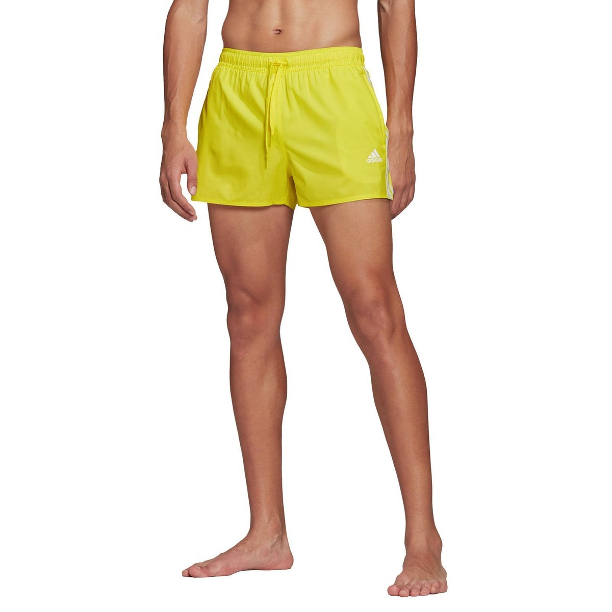 Adidas Ess Stripes Board Shorts Men Swim Shorts Yellow White XS