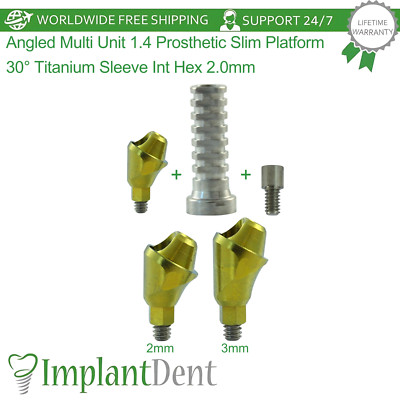 Angled Multi Unit 1.4 Prosthetic Slim Platform 30° Set Titanium Sleeve Int Hex