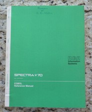 Vintage SPECTRA 70 RCA All Systems COBOL Reference Manual Dated 1969