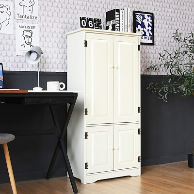 Mehrzweckschrank Badschrank Midischrank Highboard Landhausstil Vintage mit 4 Tür
