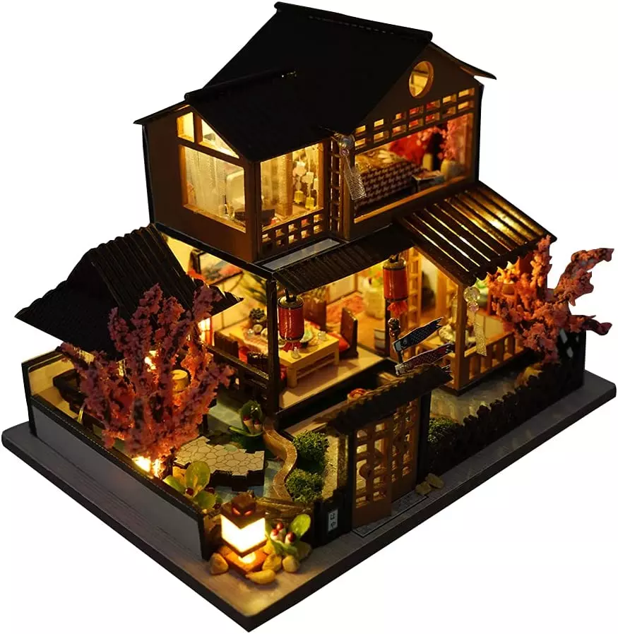 Dollhouse Miniature with Furniture, DIY Wooden Dollhouse & Ornaments  Accessories, Creative Room Villa Building s