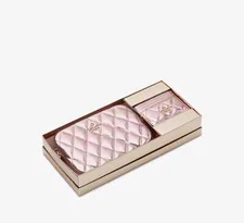 NWT $359 Kate Spade Glimmer Boxed Quilted Metallic Crossbody Set Mitten Pink