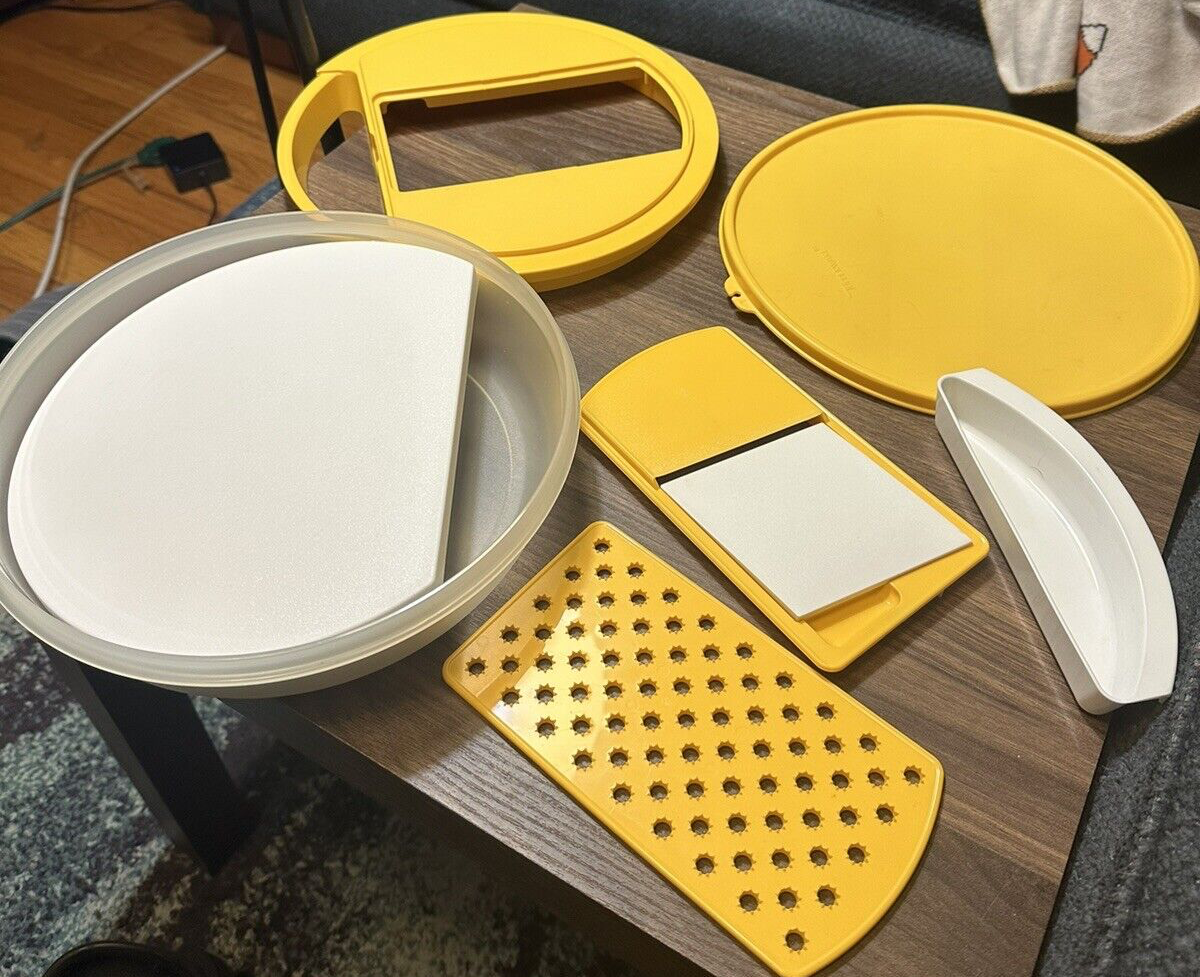 Tupperware Grater Shredder Slicer ~ KITCHEN WORK UNIT~ 3 QT Bowl 8-pc Set - MINT