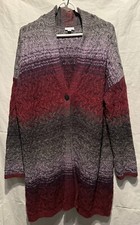 J Jill Duster Cardigan Size Large Long Sleeve Colorful Sweater One Button Nice