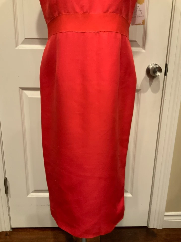Giambattista Valli Red 100% Silk Sleeveless Sheath Dress, Size 8 (US) 44 (IT) - Image 3 of 4