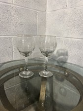 Set Of 2 Arby's Libby White Etched Winter Scene Trees Wine Glasses