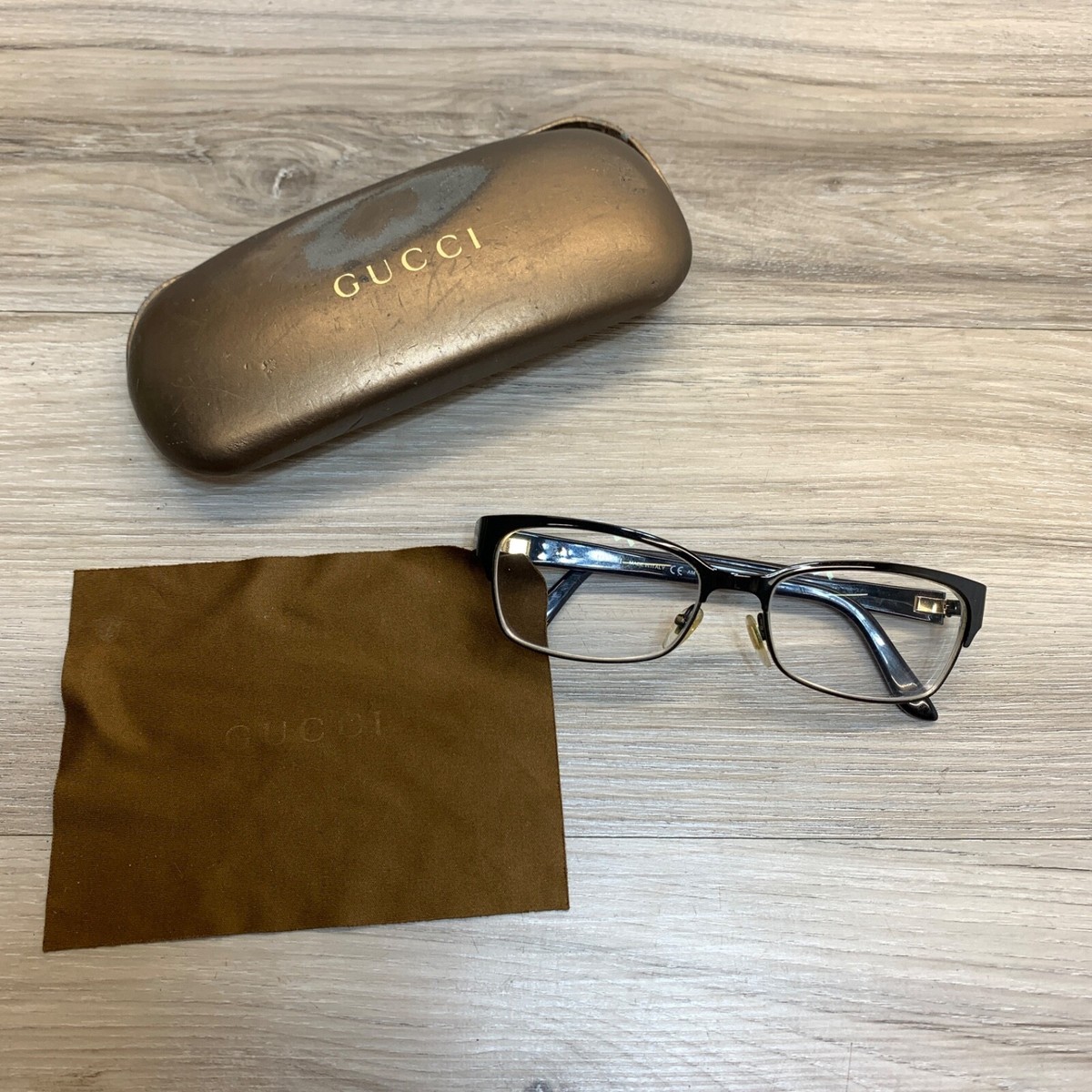 GUCCI Eyeglass Frames w/Case Gucci Eyeglasses Frames GG 1522 EMB Orange Brown 135 Made In  main image 3
