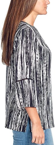 Gloria Vanderbilt Womens Nova Flutter Sleeve Blouse Size-M,Paint Flow Black - Picture 2 of 3