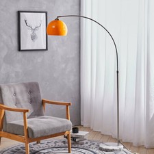Modern Arch Design Retro Reading Light Floor Lamp Dome Lampshade Marble Standing