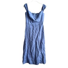 Reformation Bridgton 100% Linen Dress Midi Size 8 Blue