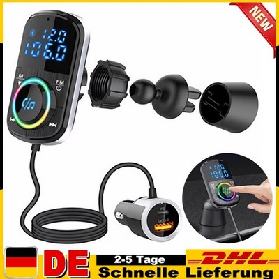 Bluetooth 5.0 FM Transmitter Auto Radio Adapter Freisprecheinrichtung PD & QC3.0