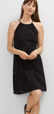 Ann Taylor Black Eyelet Halter Flare Dress Women's Size 16