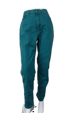 Vintage 90s Lee Union-Made Rare Green Jeans w/ Blue Seams, High Waisted, 30Waist