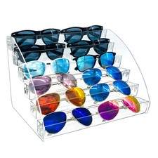 12 Slot Sunglasses Organizer Clear 6 Tier Eyeglass Display Case Storage Tray