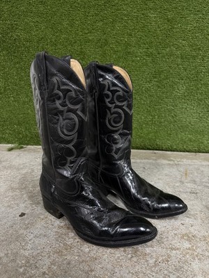 Vintage Leather Trinity River Boot Cowboy Black Leather 13D