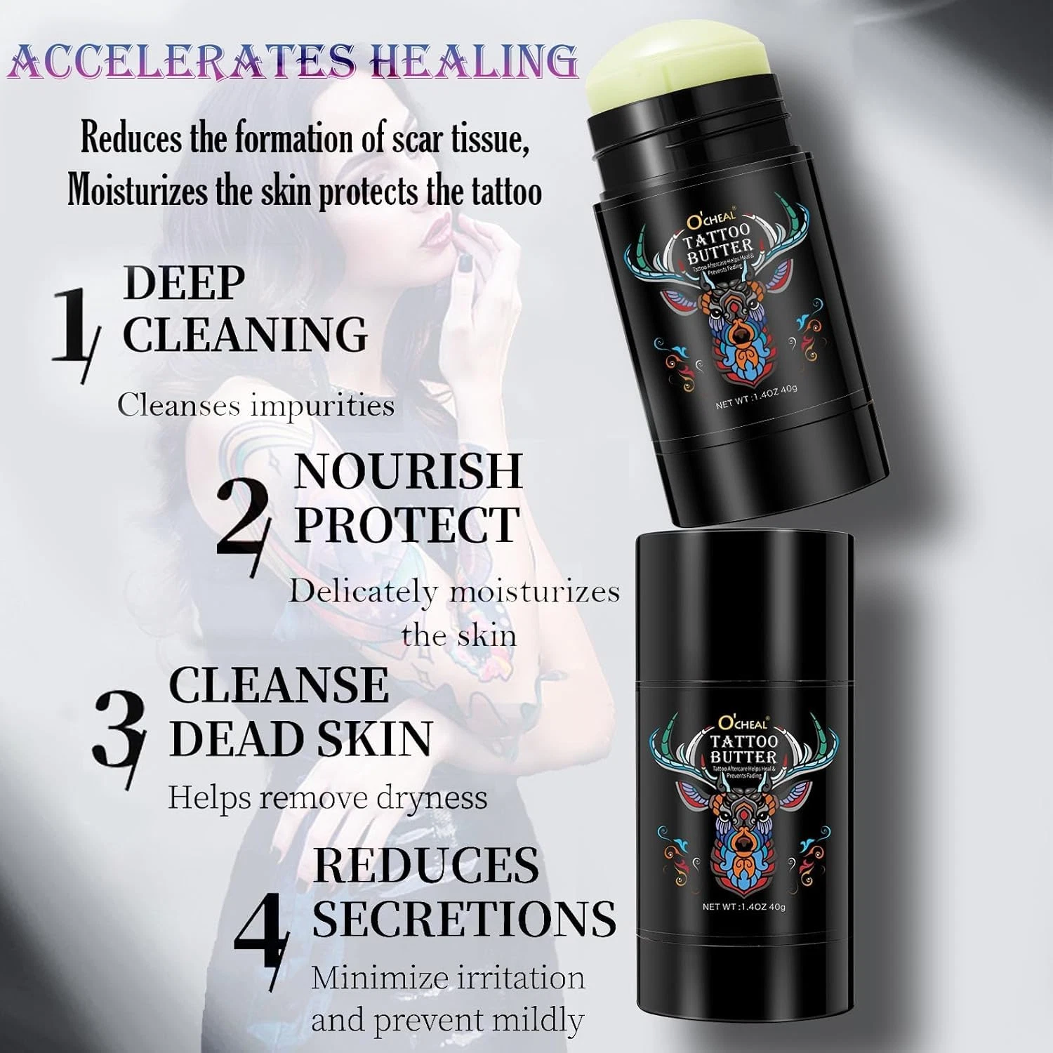 40Gx2 Natural Organic Tattoo Aftercare Butter Balm Moisturizer Color Enhance image 5