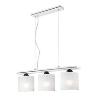 HäNgelampe Caresa Weiß Silber Stoff Schirm Esszimmer Wohnzimmer Pendelleuchte