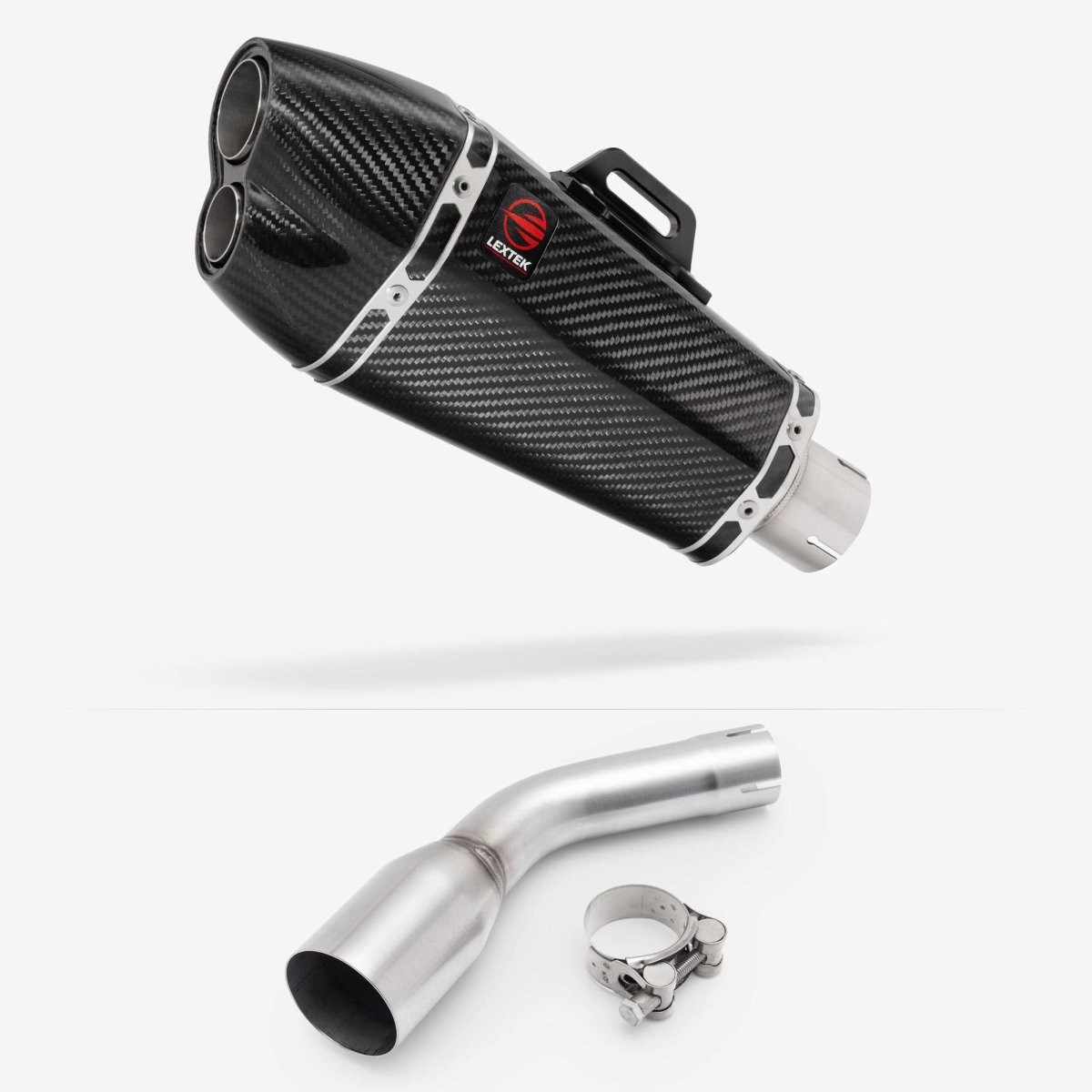 Lextek Carbon Fibre XP13C 210mm Exhaust with Link pipe Clamp-on Black Silencer