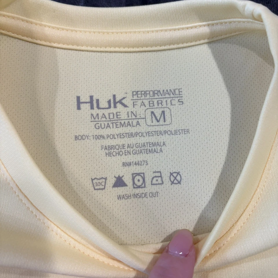 Camisa de pesca HUK Performance para mujer talla mediana amarilla manga larga Foto 3 de 4