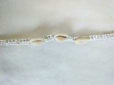 Anklet Cowrie Macrame  Hemp  Adj Unisex 11" Eco Friendly  USA Seller New