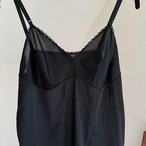 Vintage 70s 80s black lace slip dress sz 36 dainty babydoll fairy victorian