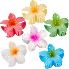 Hair Claw Clips Strong Hold Nonslip for Thick Thin Hair 6 Pack Hawaiian-6 Colors