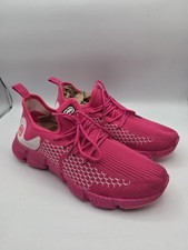 Scarpe da corsa rosse Ecko donna taglia 8,5 rosa maglia maglia stringate sneakers palestra