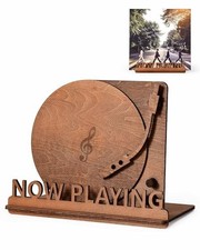 Now Playing Vinyl Record Stand, Tabletop Wooden Record Holder, Now Spinning