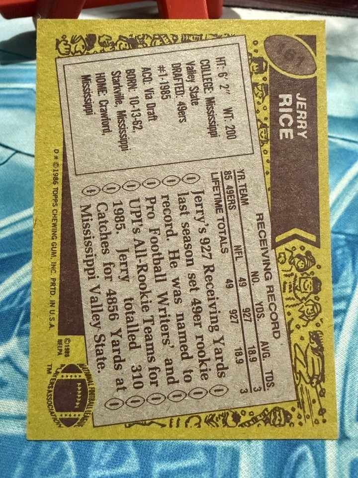 1986 Topps Jerry Rice Rookie Card #161 San Francisco 49ers HOF | eBay