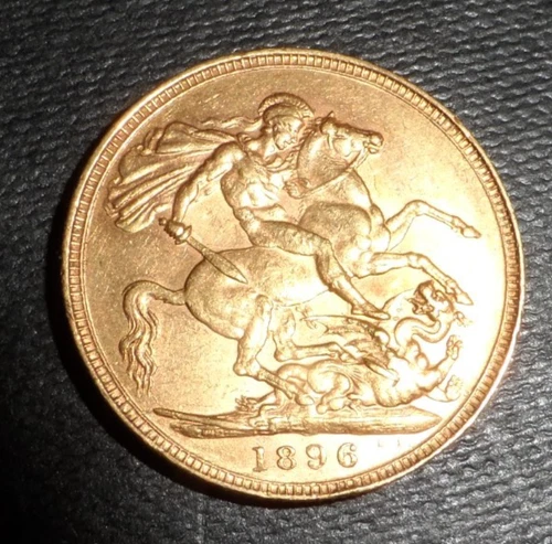1896 British Full Gold Sovereign Coin Queen Victoria Old Head 22ct