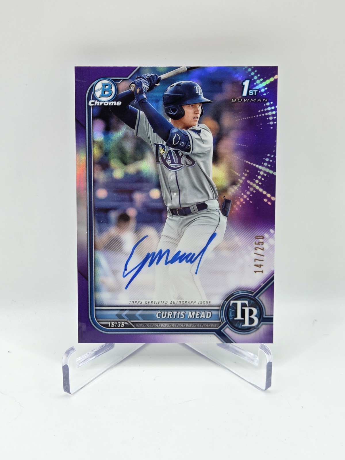 CURTIS MEAD 2022 BOWMAN CHROME 1ST PURPLE REFRACTOR AUTO /250