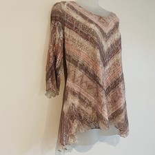 Vtg Made in USA Fairy Blouse Sz S Tunic Asymmetric Lettuce Hem Lace Overlay