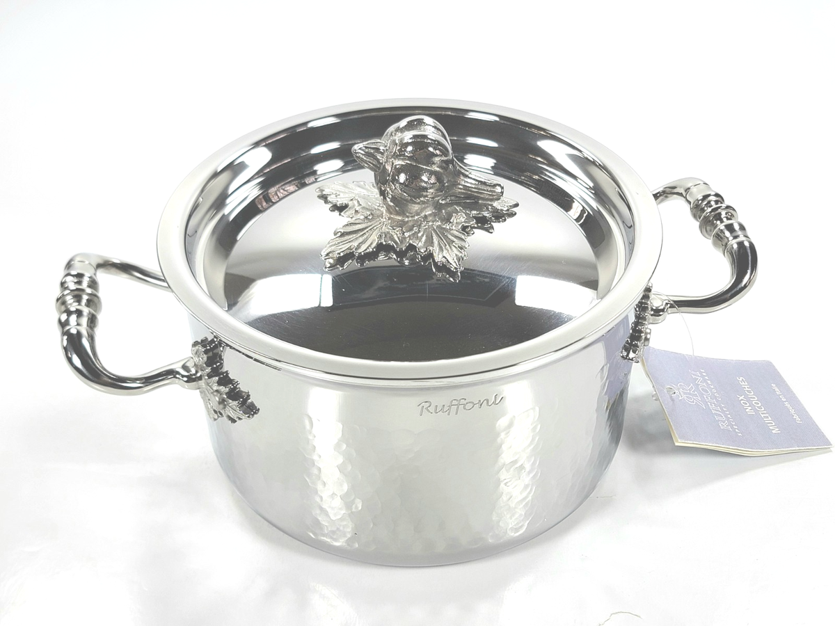 Ruffoni Opus Prima Hammered Stainless Steel 2qt Saucepot Garlic