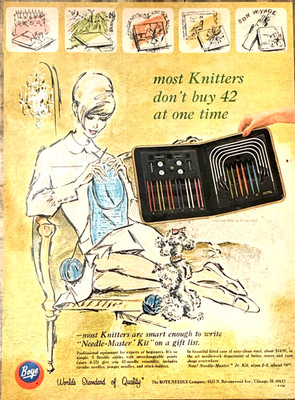 Boye Needle Master Kit Knitters Chicago Illinois Vintage Print Ad 1966 #0630
