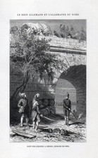 ca. 1880 Brücke bridge Elster Leipzig Ansicht view Holzstich woodcut