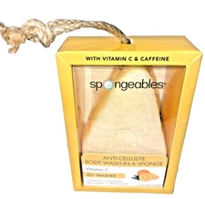 Spongeables Anti Cellulite Body Sponge Vitamin C on Rope Cleans Exfoliate 3.5 oz