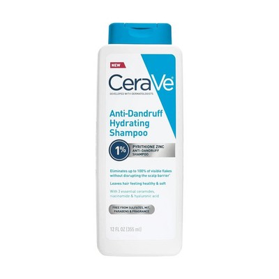 CeraVe Hydrating Anti Dandruff Shampoo, 1% Pyrithione Zinc Dandruff, 12 Oz