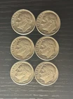 Lot Of 6 - USA Roosevelt Dimes 1962s - 90% Silver