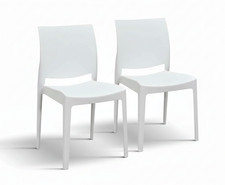 Set 2 sedie bianche impilabilI in polipropilene per cucina giardino esterno bar
