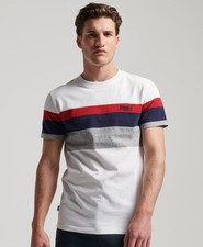 Superdry Orange Label Stripe T-Shirt OPTIC M1011513A Men's Cotton Tee