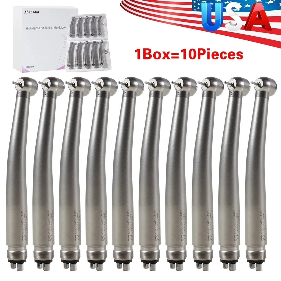 ASKEADNT 10 PCS Dental High Speed Handpiece Push Button Turbine 4 Hole NSK Pana Max Style